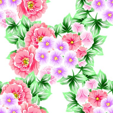 Sorunsuz vintage tarzı çiçek deseni. Renkli çiçek öğeleri