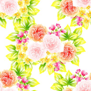 Sorunsuz vintage tarzı çiçek deseni. Renkli çiçek öğeleri