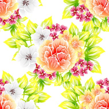 Sorunsuz vintage tarzı çiçek deseni. Renkli çiçek öğeleri