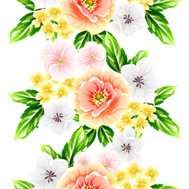 Sorunsuz vintage tarzı çiçek deseni. Renkli çiçek öğeleri