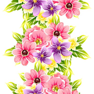 Sorunsuz vintage tarzı çiçek deseni. Renkli çiçek öğeleri