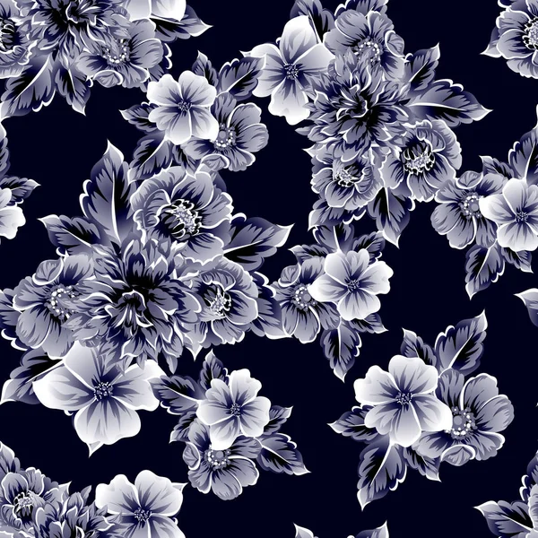 Nahtlose Blumenmuster Vintage Stil Blütenelemente — Stockvektor
