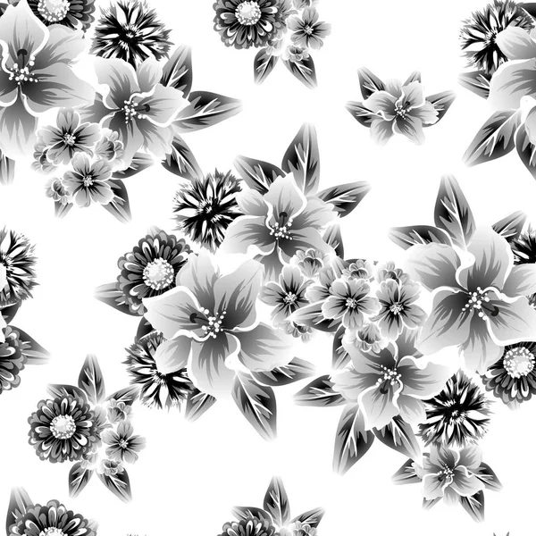 Patrón Flores Estilo Vintage Sin Costuras Elementos Florales Sobre Blanco — Vector de stock