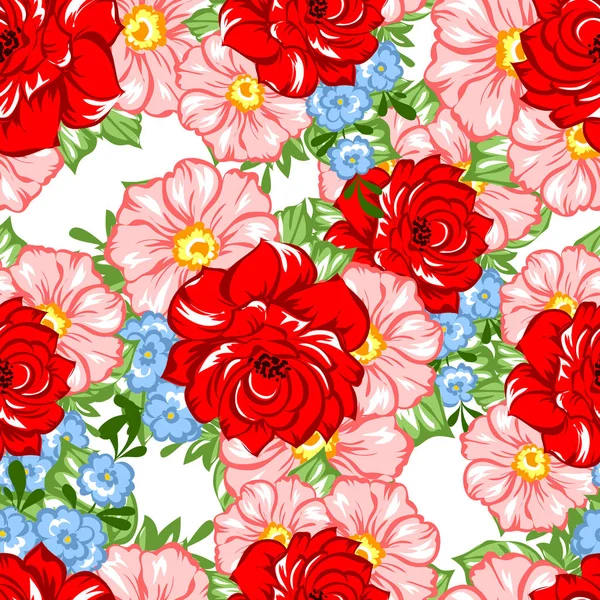 Fără Sudură Stil Vintage Model Flori Elemente Florale Culoare — Vector de stoc