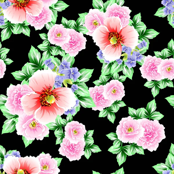 Naadloze Vintage Stijl Bloemenpatroon Floral Elementen Kleur — Stockvector