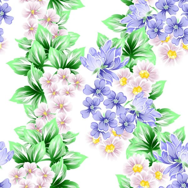 Naadloze Vintage Stijl Bloemenpatroon Floral Elementen Wit — Stockvector