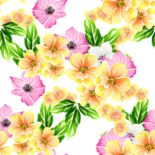 Naadloze Vintage Stijl Bloemenpatroon Floral Elementen Kleur — Stockvector