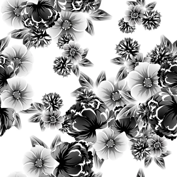 Gaya Tak Berjahit Pola Bunga Elemen Floral Berwarna Putih - Stok Vektor