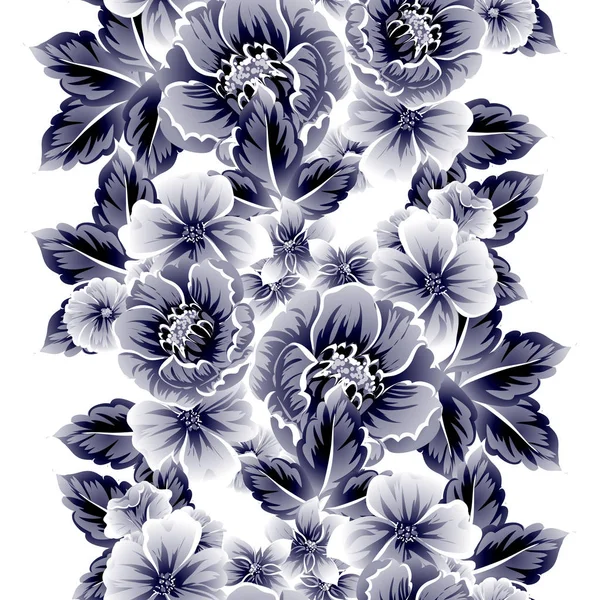 Patrón Flores Estilo Vintage Sin Costuras Elementos Florales Sobre Blanco — Vector de stock