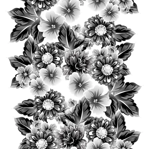 Patrón Flores Estilo Vintage Sin Costuras Elementos Florales Sobre Blanco — Vector de stock