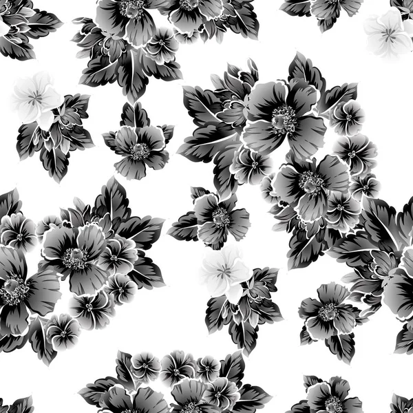 Απρόσκοπτη Στυλ Vintage Λουλούδι Μοτίβο Floral Στοιχεία Λευκό — Διανυσματικό Αρχείο