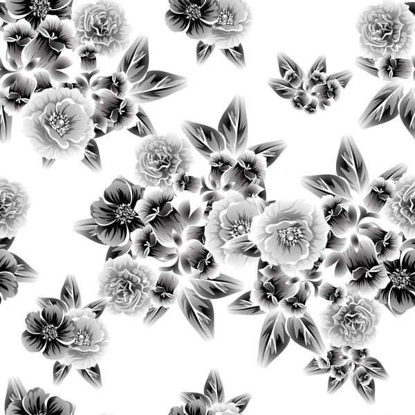 Květinový Vzor Bezešvé Vintage Styl Květinové Prvky Bílém — Stockový vektor