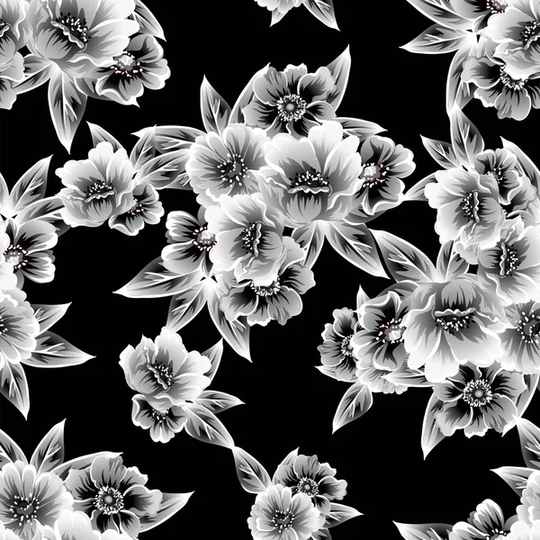 シームレスなビンテージ スタイルの花柄 花の要素 — ストックベクタ