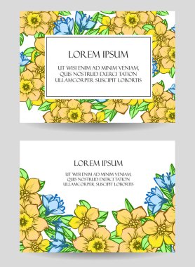 Klasik çiçek düğün kartları seti. Çiçek renginde elementler
