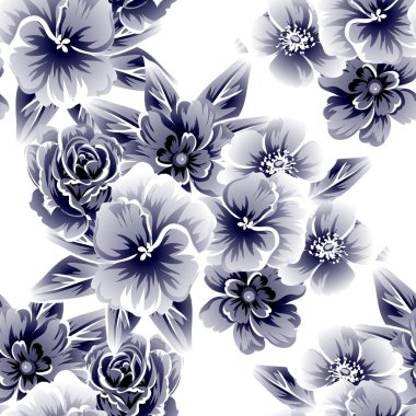 Sorunsuz vintage tarzı çiçek deseni. Beyaz çiçek öğeleri.