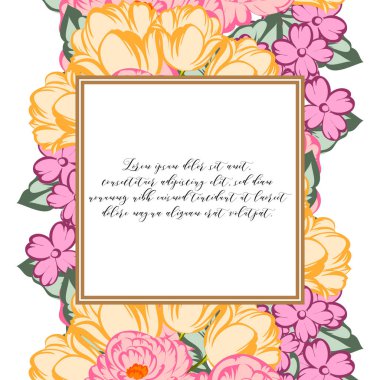 Vintage tarzı süslü çiçek kartı. Renkli çiçek öğeleri