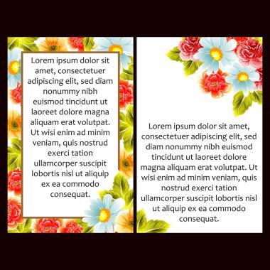 Klasik çiçek düğün kartları seti. Çiçek renginde elementler