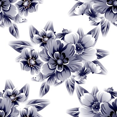 Sorunsuz vintage tarzı çiçek deseni. Beyaz çiçek öğeleri.