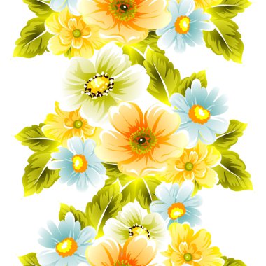 Sorunsuz vintage tarzı çiçek deseni. Renkli çiçek öğeleri