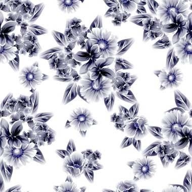 Sorunsuz vintage tarzı çiçek deseni. Beyaz çiçek öğeleri.