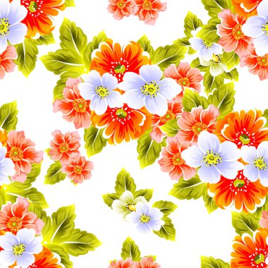 Sorunsuz vintage tarzı çiçek deseni. Renkli çiçek öğeleri