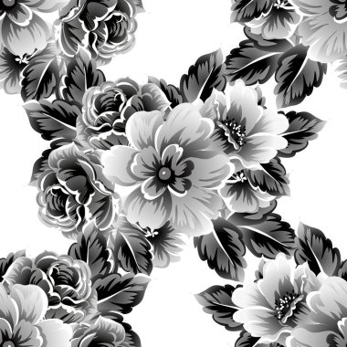 Sorunsuz vintage tarzı çiçek deseni. Beyaz çiçek öğeleri.