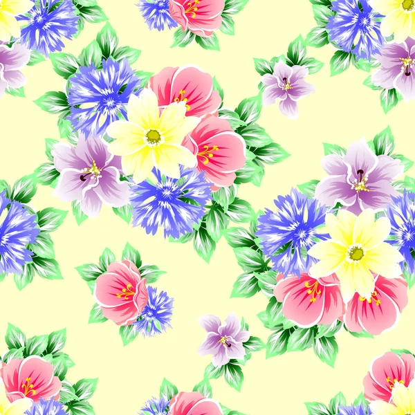 Seamless Vintage Style Pattern Beautiful Flowers — Stock Vector