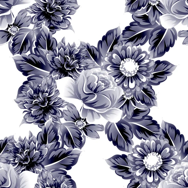 Seamless Vintage Style Pattern Beautiful Flowers — Stock Vector