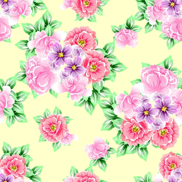 Modèle Style Vintage Sans Couture Belles Fleurs — Image vectorielle