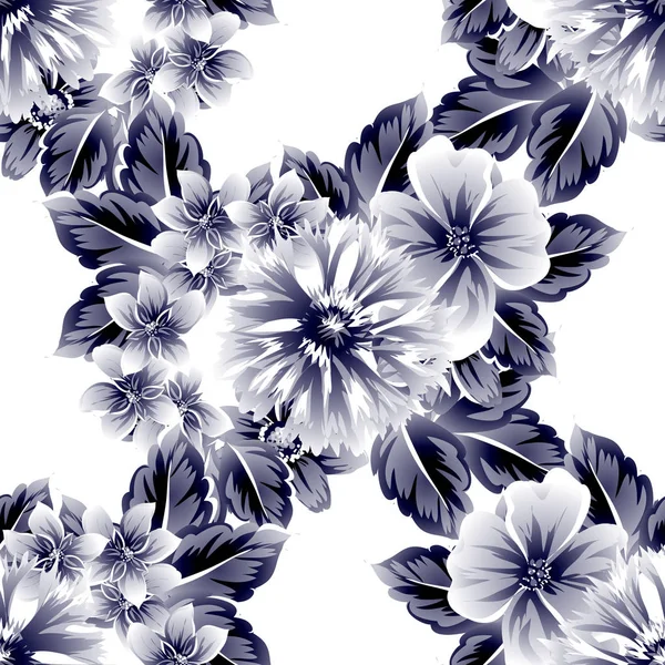 Nahtlose Vintage Stil Muster Von Schönen Blumen — Stockvektor