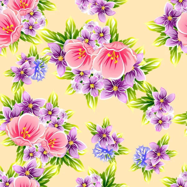 Naadloze Vintage Stijl Patroon Van Mooie Bloemen — Stockvector