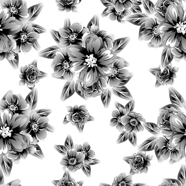 Padrão Flor Estilo Vintage Sem Costura Elementos Florais Sobre Branco — Vetor de Stock