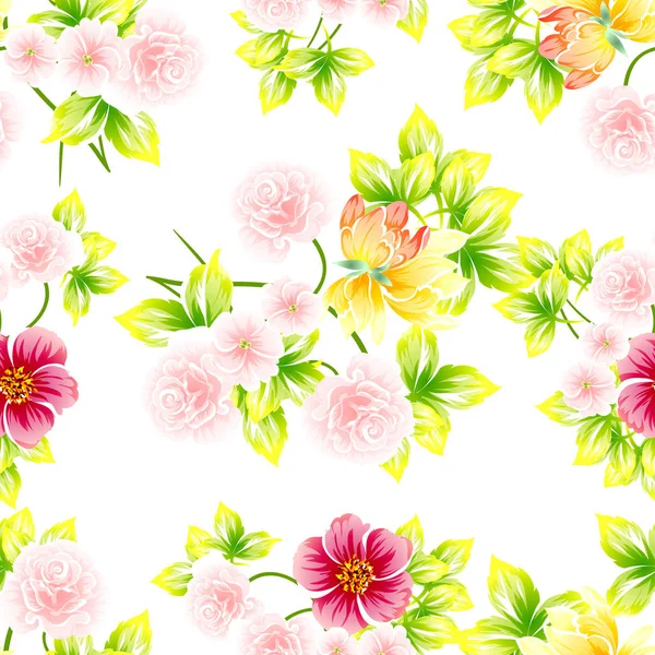 Naadloze Vintage Stijl Patroon Van Mooie Bloemen — Stockvector