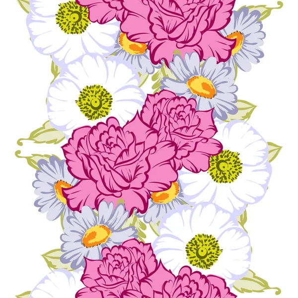 美しい花のシームレスなビンテージ スタイルのパターン — ストックベクタ