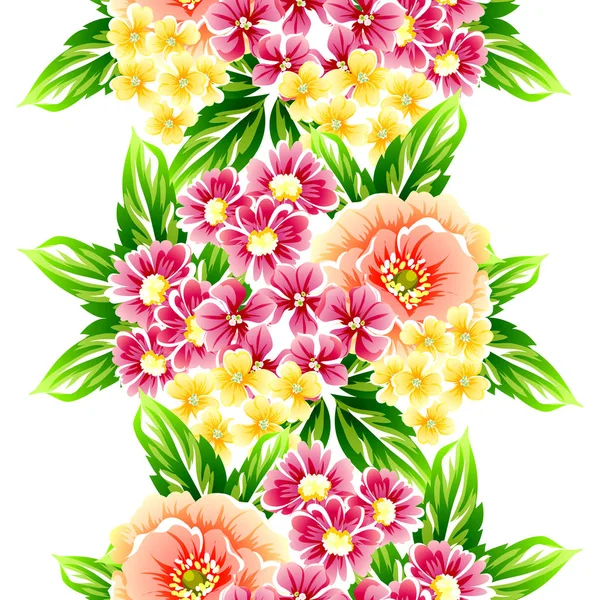 美しい花のシームレスなビンテージ スタイルのパターン — ストックベクタ