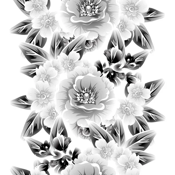 美丽花朵的无缝复古风格图案 — 图库矢量图片