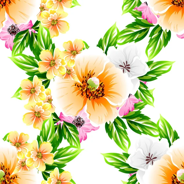 Naadloze Vintage Stijl Patroon Van Mooie Bloemen — Stockvector