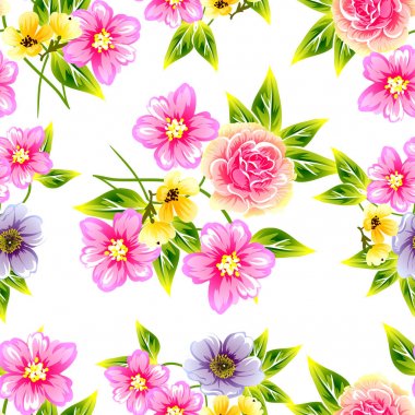 Sorunsuz vintage tarzı çiçek deseni. Renkli çiçek öğeleri