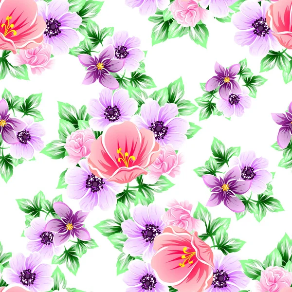 Naadloze Vintage Stijl Patroon Van Mooie Bloemen — Stockvector