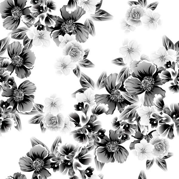 Seamless Vintage Style Pattern Beautiful Flowers — Stock Vector