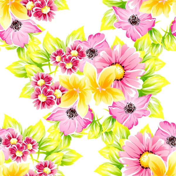 Απρόσκοπτη Στυλ Vintage Μοτίβο Των Όμορφων Λουλουδιών — Διανυσματικό Αρχείο