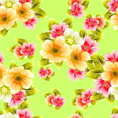 Sorunsuz vintage tarzı çiçek deseni. Renkli çiçek öğeleri