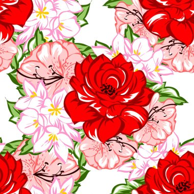 Sorunsuz vintage tarzı çiçek deseni. Renkli çiçek öğeleri