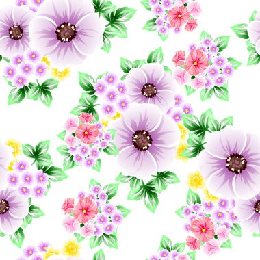 Sorunsuz vintage tarzı çiçek deseni. Renkli çiçek öğeleri