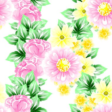 Sorunsuz vintage tarzı çiçek deseni. Renkli çiçek öğeleri
