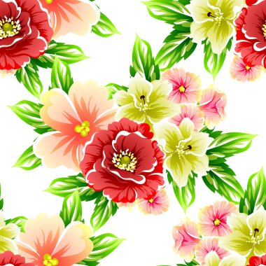 Sorunsuz vintage tarzı çiçek deseni. Renkli çiçek öğeleri