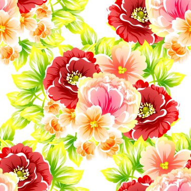 Sorunsuz vintage tarzı çiçek deseni. Renkli çiçek öğeleri