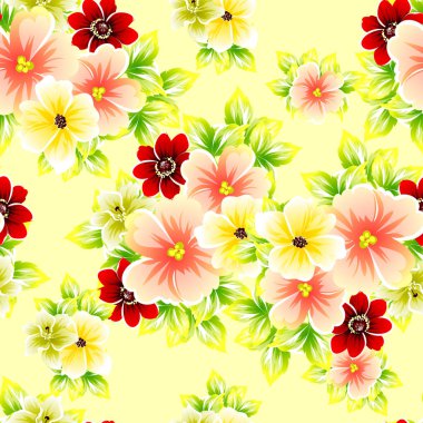 Sorunsuz vintage tarzı çiçek deseni. Renkli çiçek öğeleri