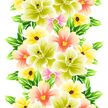 Sorunsuz vintage tarzı çiçek deseni. Renkli çiçek öğeleri