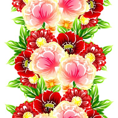 Sorunsuz vintage tarzı çiçek deseni. Renkli çiçek öğeleri